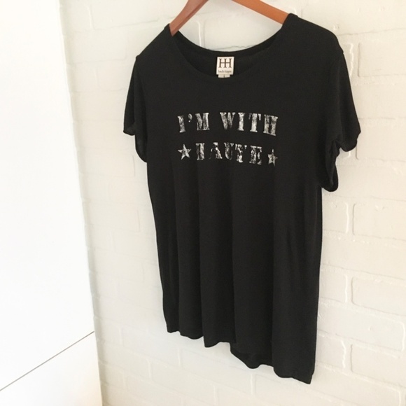 Revolve x Haute HIPPIE Women’s Graphic tee “I’M WITH HAUTE” BLACK 100% Modal S - Picture 4 of 9